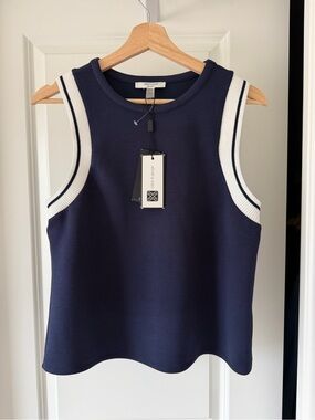 Cable & Gauge Navy Sleeveless Tank with White Trim